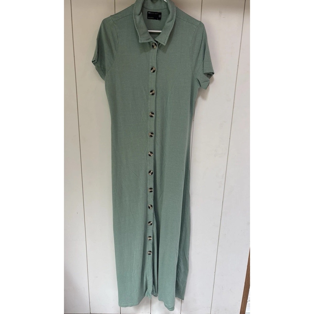ASOS Design Women Size 14 Pale Green Maxi Dress Linen Blend Resort Wear Coastal